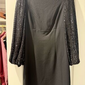 Eliza J Elegant Black Dress with Sparkling Sleeves
